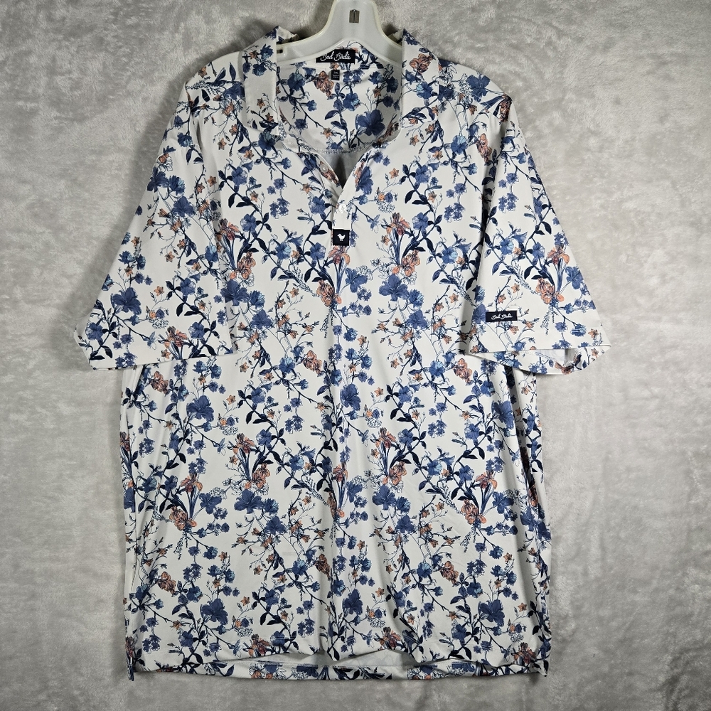 Bad Birdie Floral Polo Shirt Mens Size 2XL XXL Hawaiian Golf Performance
